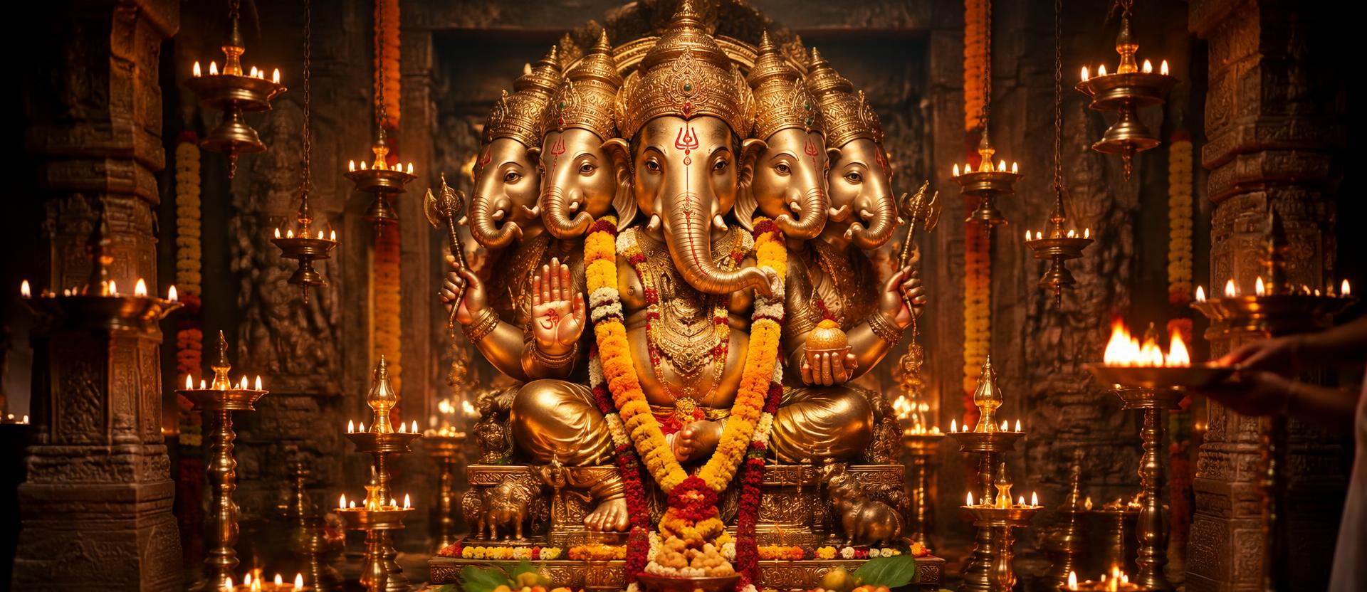 Panchmukhi Ganesh Ji in the temple sanctum